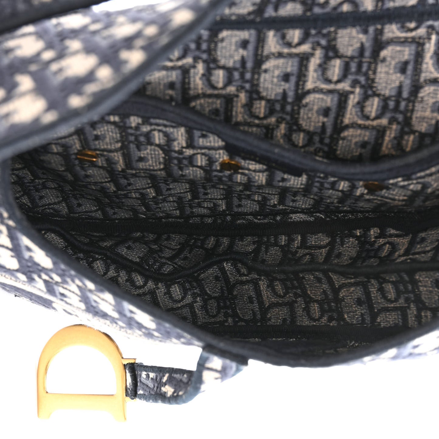 Oblique Embroidered Saddle Bag Blue