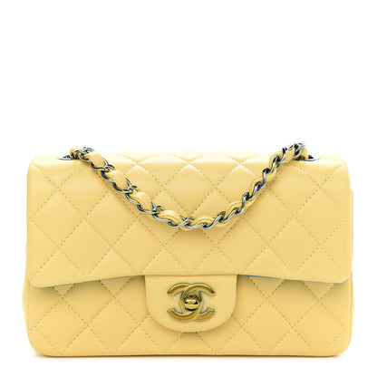 Chanel Lambskin Quilted Mini Rectangular Flap Yellow Blue 1 of 9