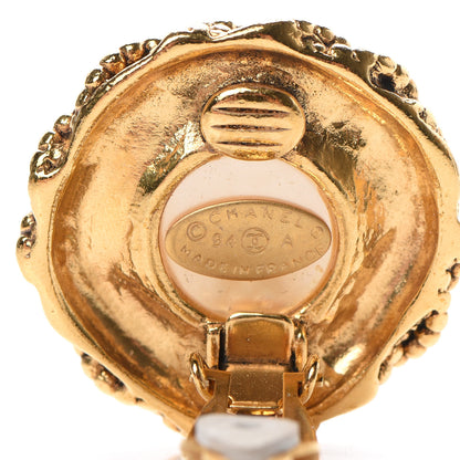 Chanel Pearl Round CC Clip On Earrings Gold 4 of 4