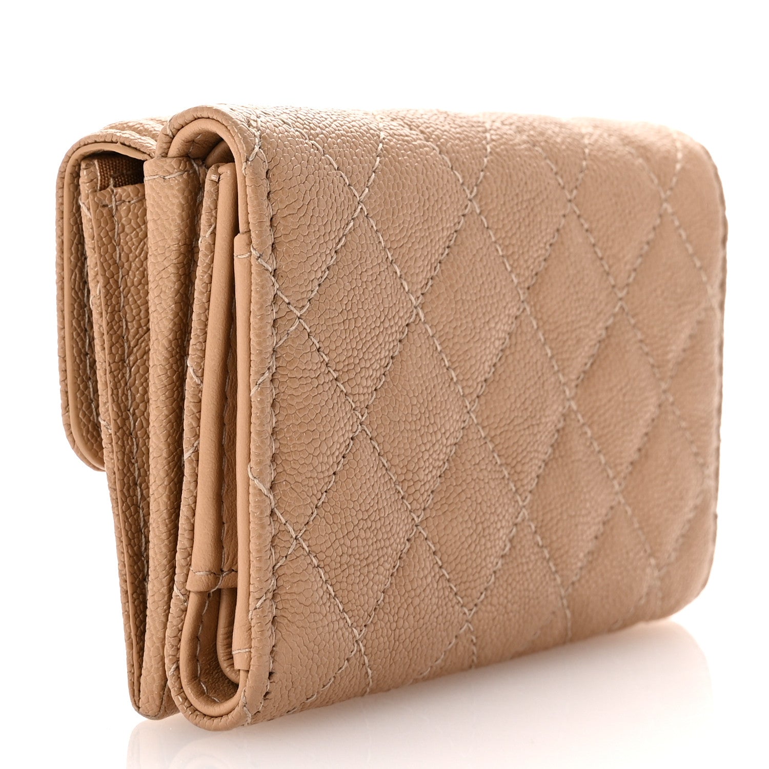 Chanel Caviar Quilted Small Boy Flap Wallet Beige 3 of 9