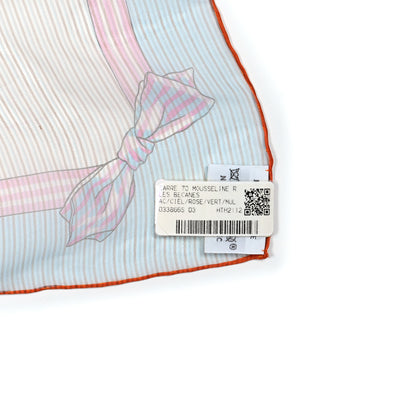 Hermes Silk Mousseline Les Becanes Scarf 70 Ciel Rose Vert Multicolor 4 of 4