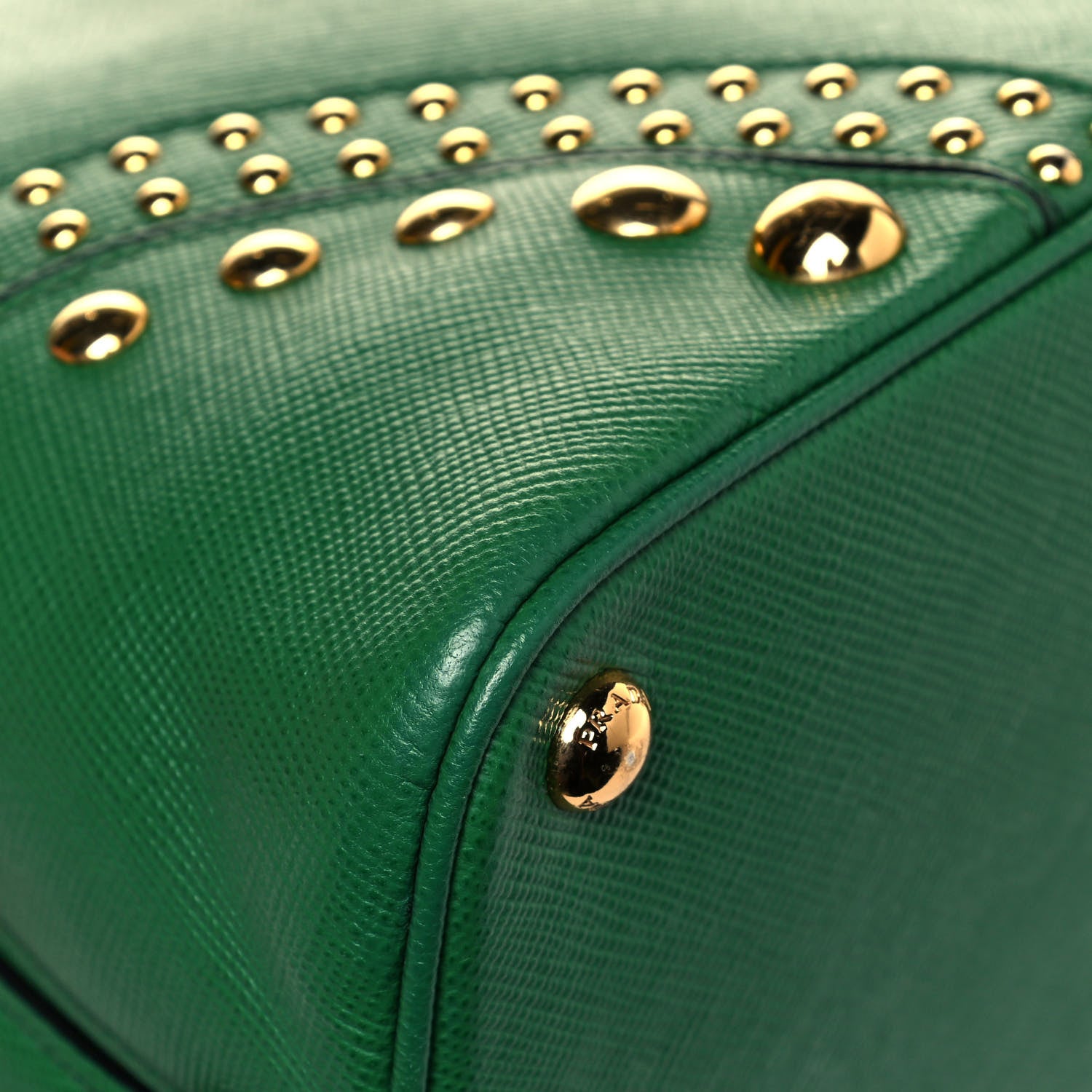 Prada Saffiano Studded Bijou Tote Verde 13 of 20