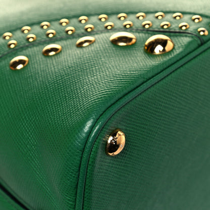 Prada Saffiano Studded Bijou Tote Verde 13 of 20