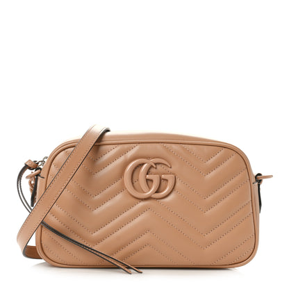 Gucci Calfskin Matelasse Monochrome Small GG Marmont Chain Shoulder Bag Camelia 1 of 8