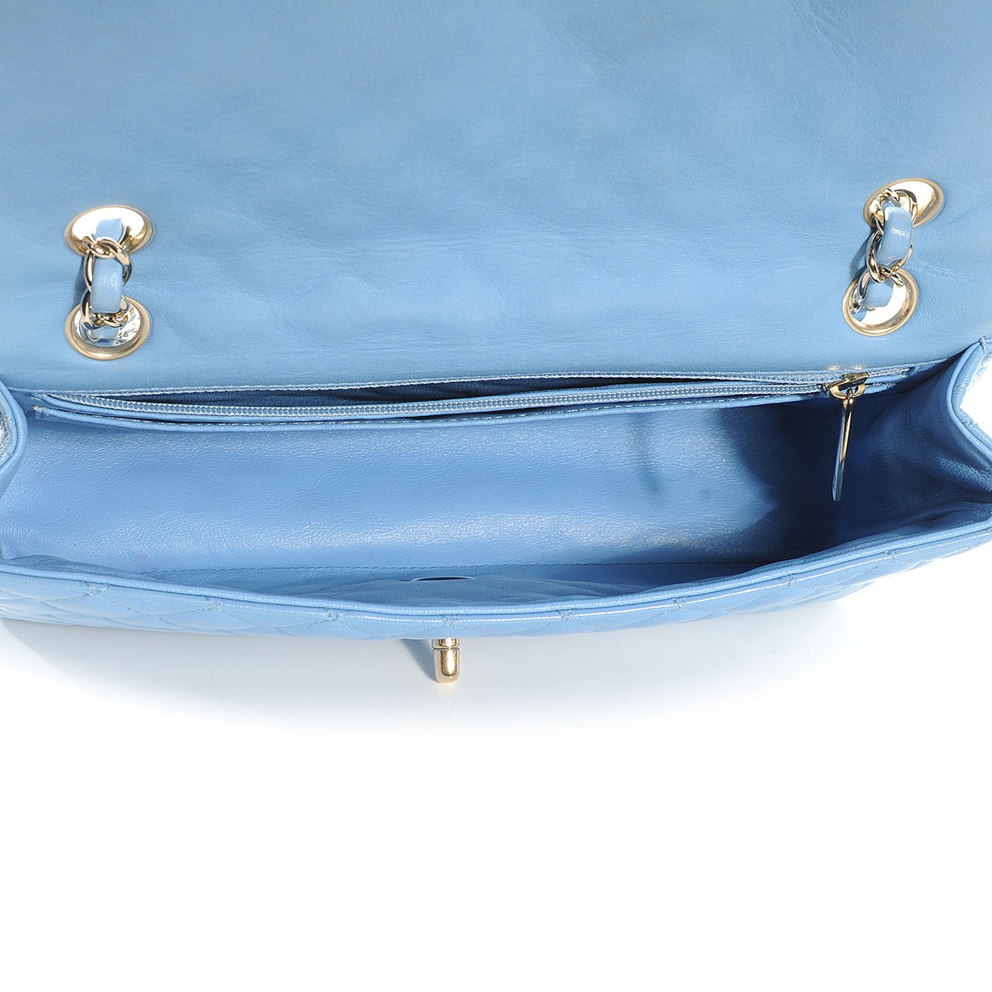 Lambskin Valentine Charms Medium Flap Baby Blue