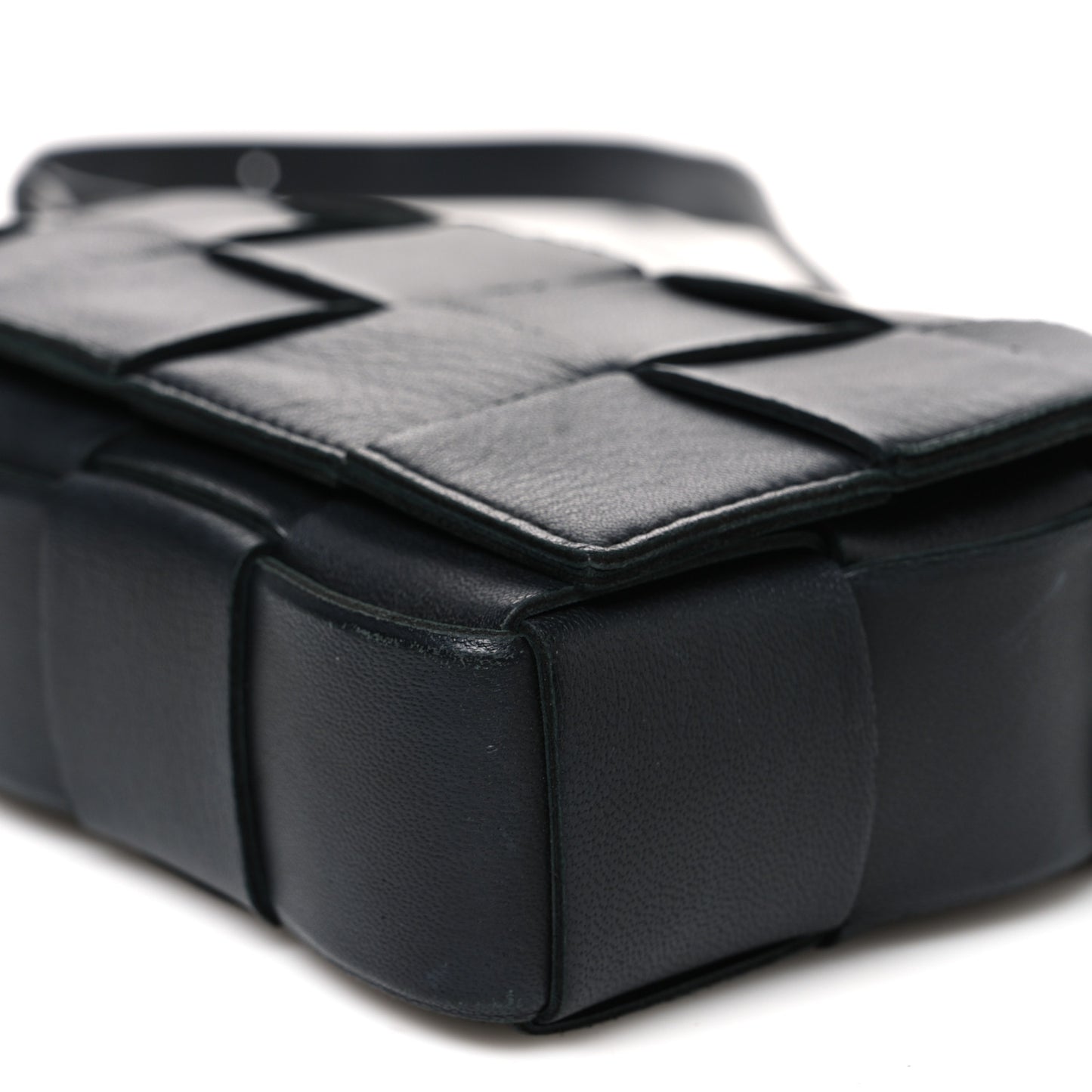 Lambskin Maxi Intrecciato Cassette Crossbody Bag Black