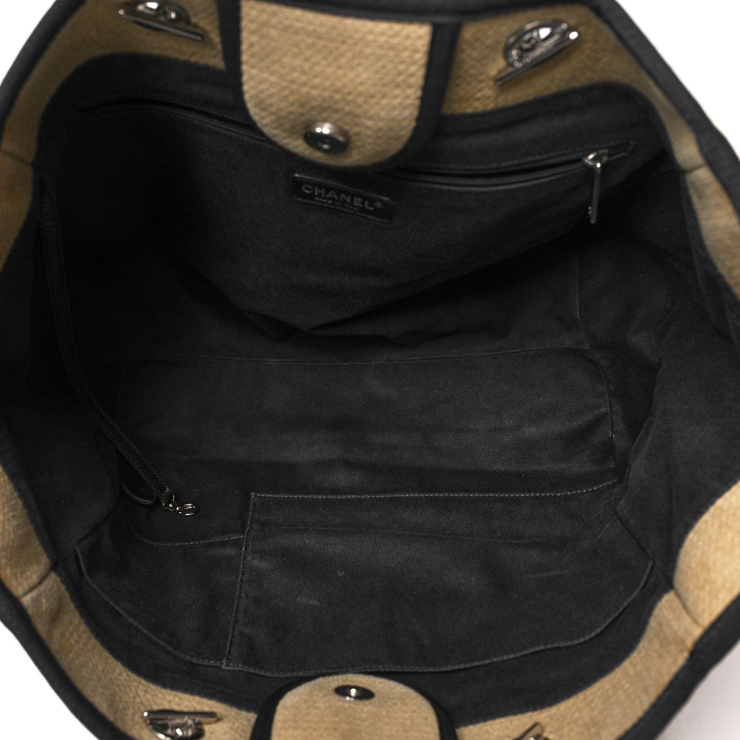 Canvas Medium Deauville Tote Beige Black