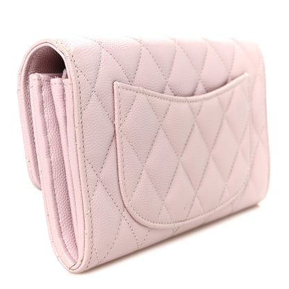 Chanel Caviar Quilted Large Gusset Flap Wallet Light Pink 3 of 10