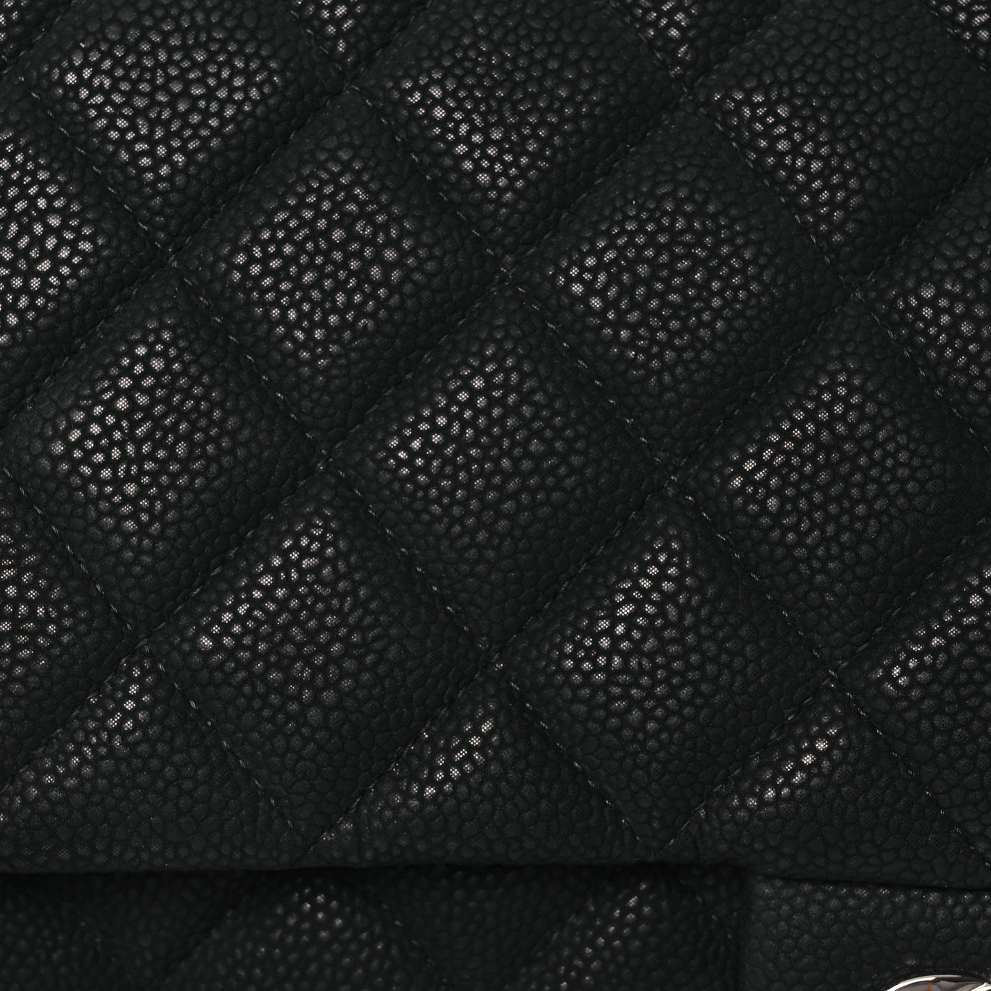 Iridescent Caviar Quilted Clutch With Chain Flap Black