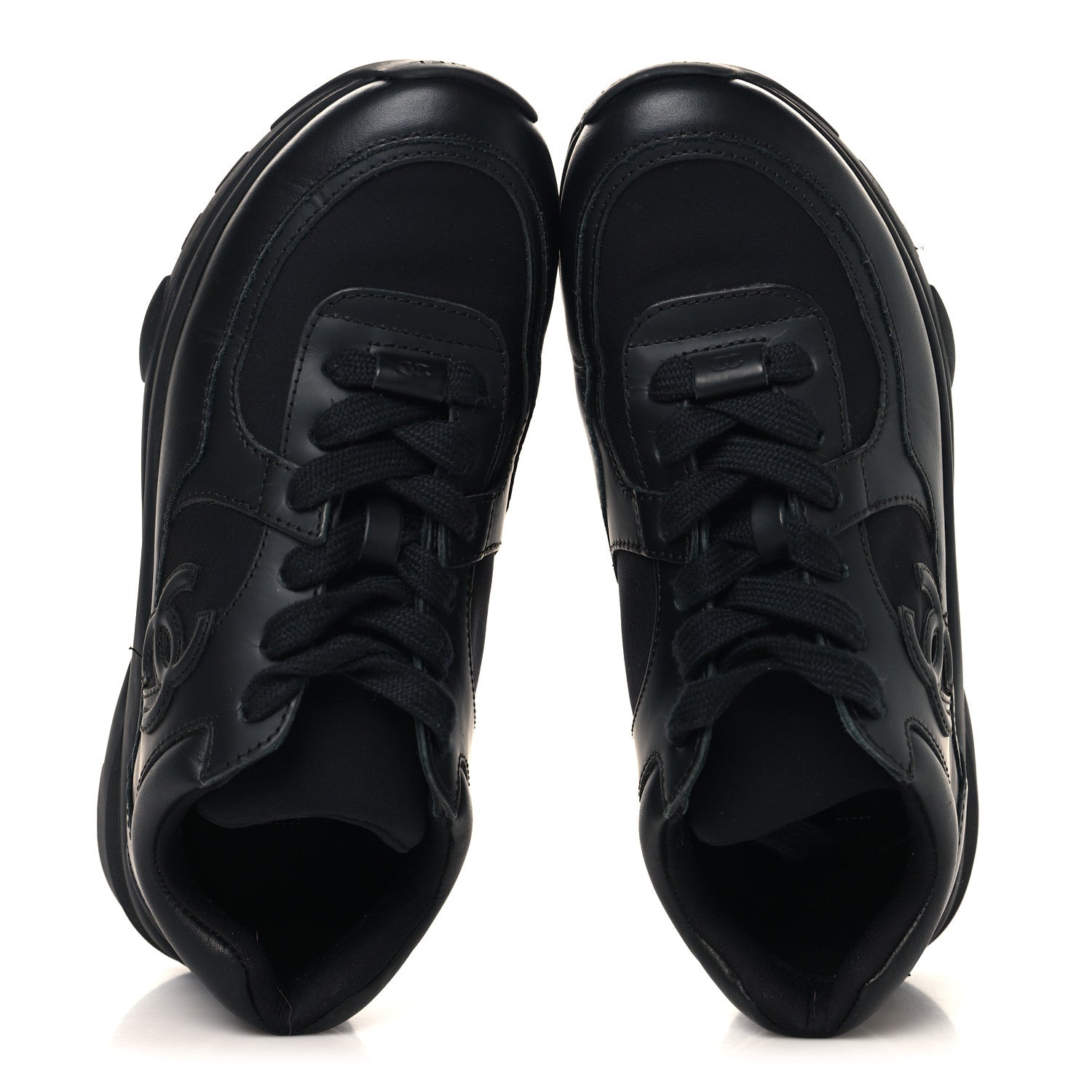 Chanel Lambskin Fabric CC Uniform Sneakers 37 Black 2 of 9