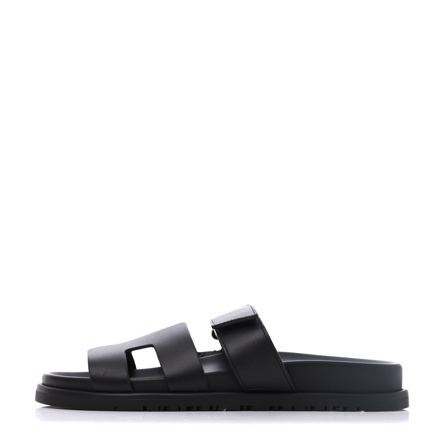 Hermes Calfskin Womens Chypre Sandals 37 Black 1 of 9