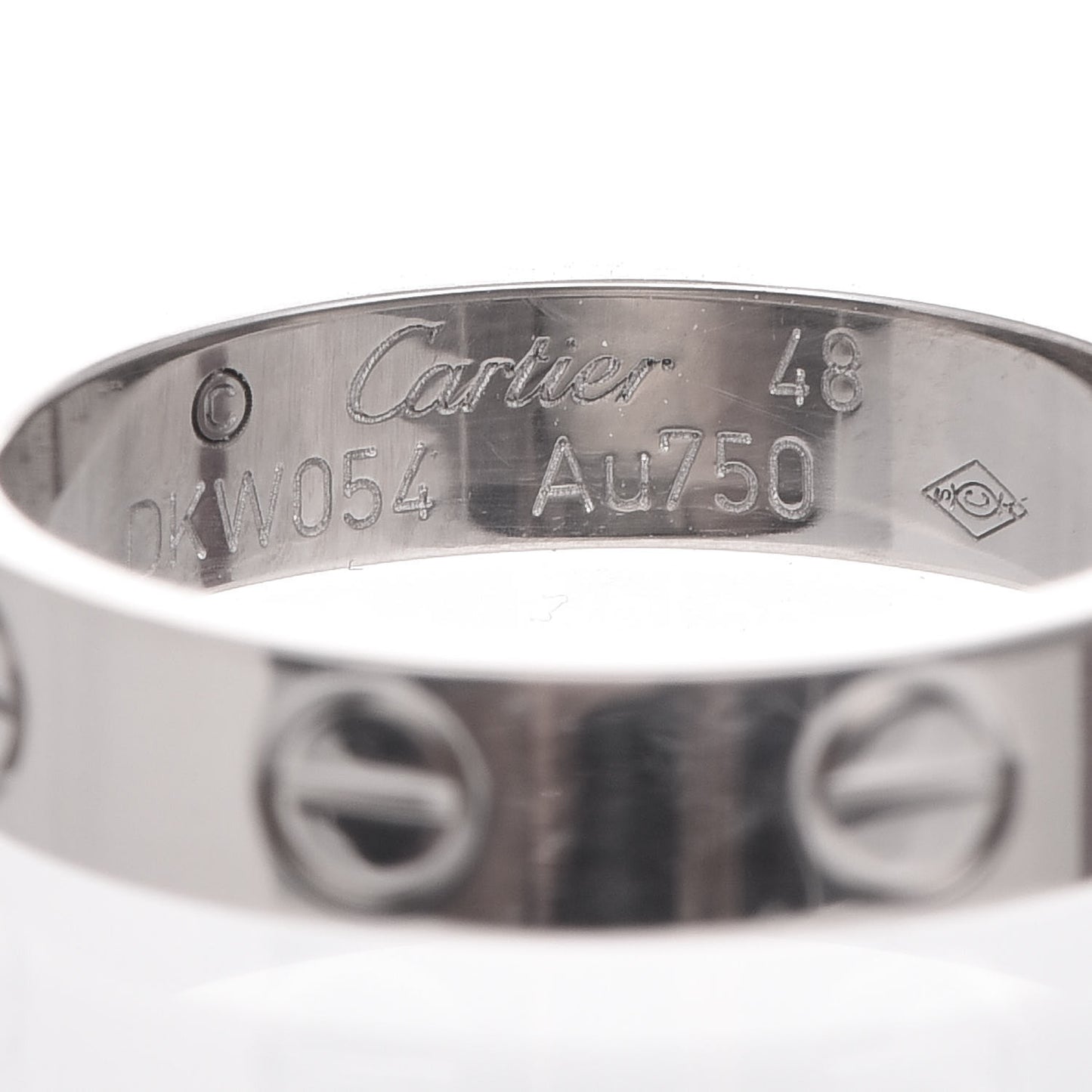 18K White Gold 3.5mm LOVE Wedding Band Ring 48 4.5