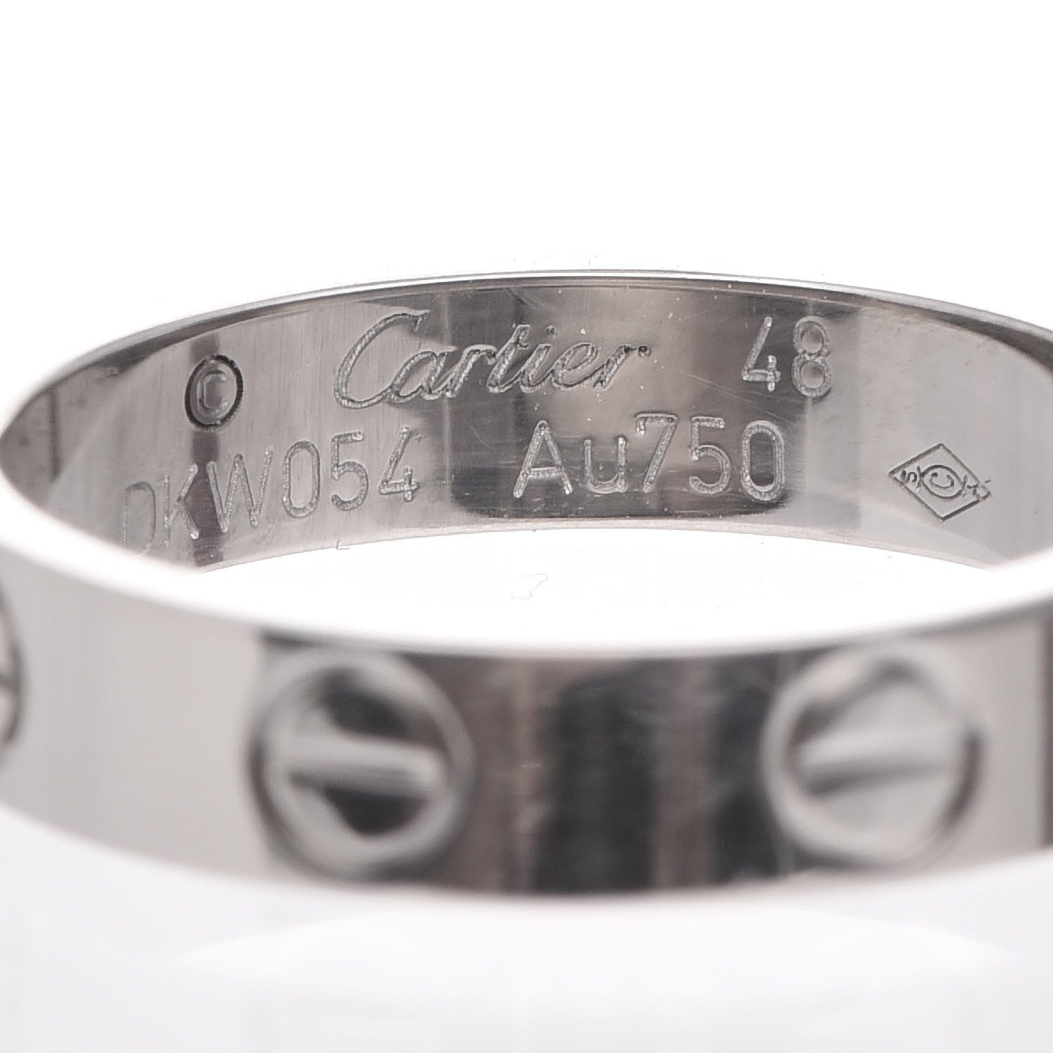 Cartier 18K White Gold 3.5mm LOVE Wedding Band Ring 48 4.5 4 of 5