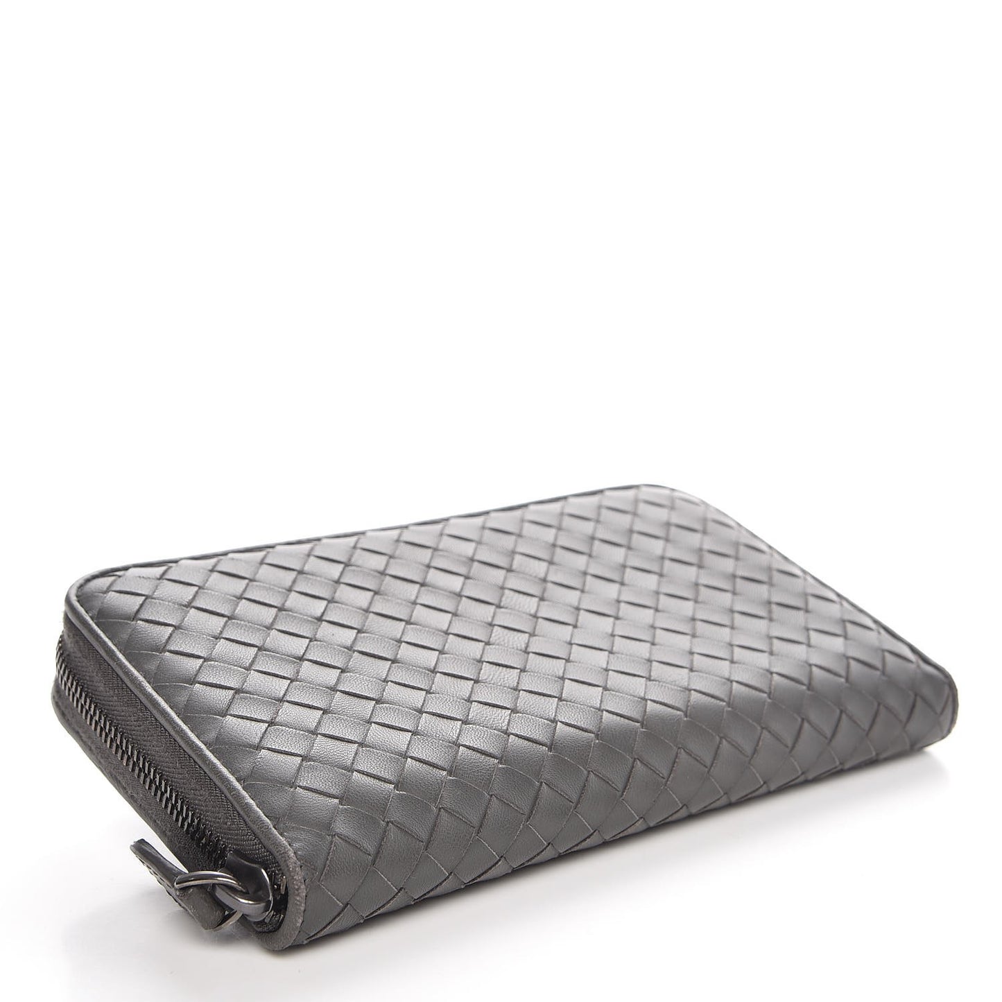Nappa Intrecciato Zip Around Wallet Grey