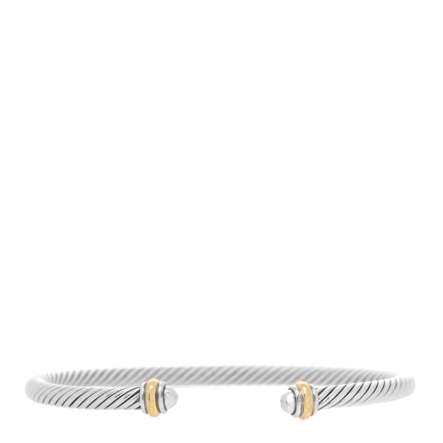 David Yurman Sterling Silver 18K Yellow Gold 4mm Cable Classics Bracelet 1 of 5