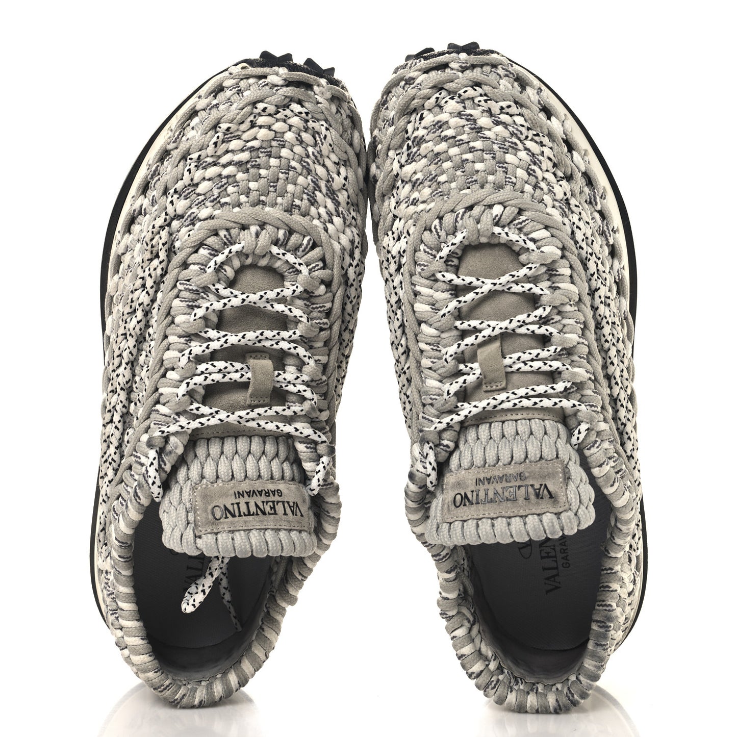 Fabric Crochet Mens Low Top Sneakers 44 Pastel Grey