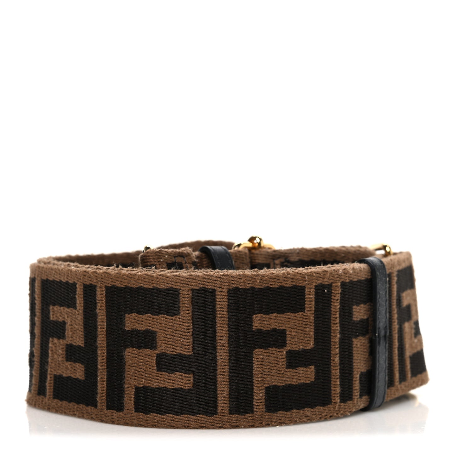 Ribbon Vitello Century FF 1974 Flat Studded Strap You Fango Marrone Ebano