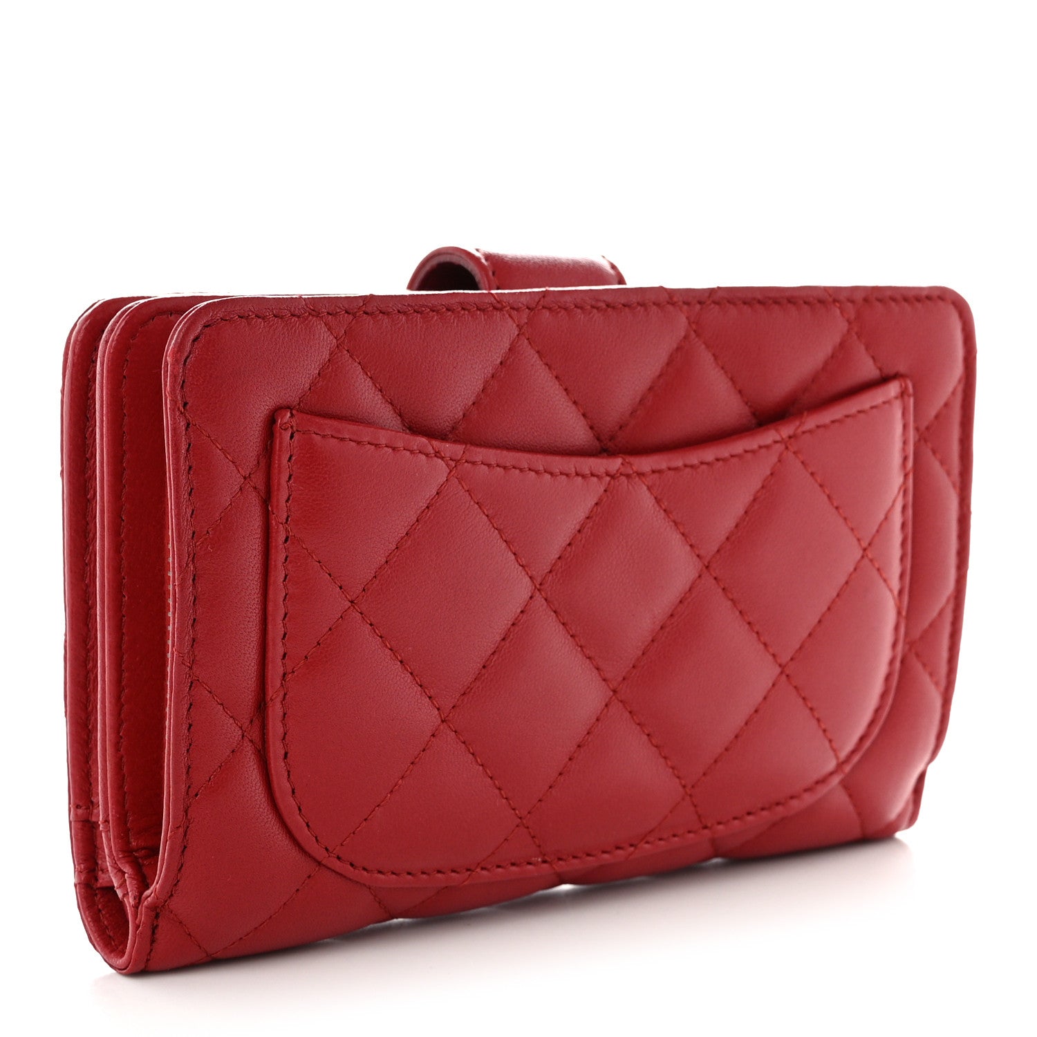 Chanel Lambskin Quilted CC French Wallet Red 3 of 12