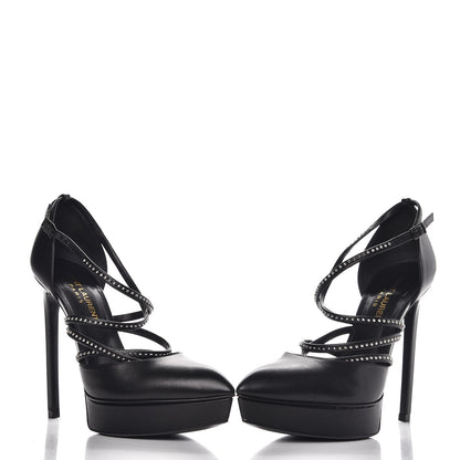 Saint Laurent Calfskin Studded Strap Janis 105 Pumps 35.5 Black 6 of 12