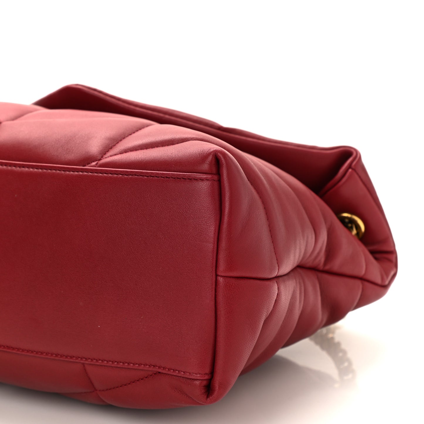 Lambskin Quilted Medium Loulou Puffer Monogram Chain Satchel Opyum Red