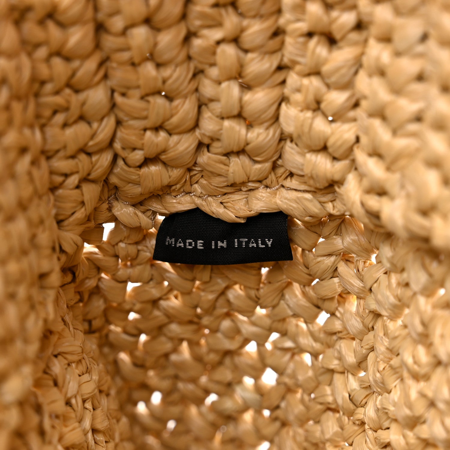 Prada Yarn Raffia Effect Crochet Embroidered Small Logo Tote Naturale 7 of 9