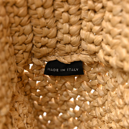 Prada Yarn Raffia Effect Crochet Embroidered Small Logo Tote Naturale 7 of 9