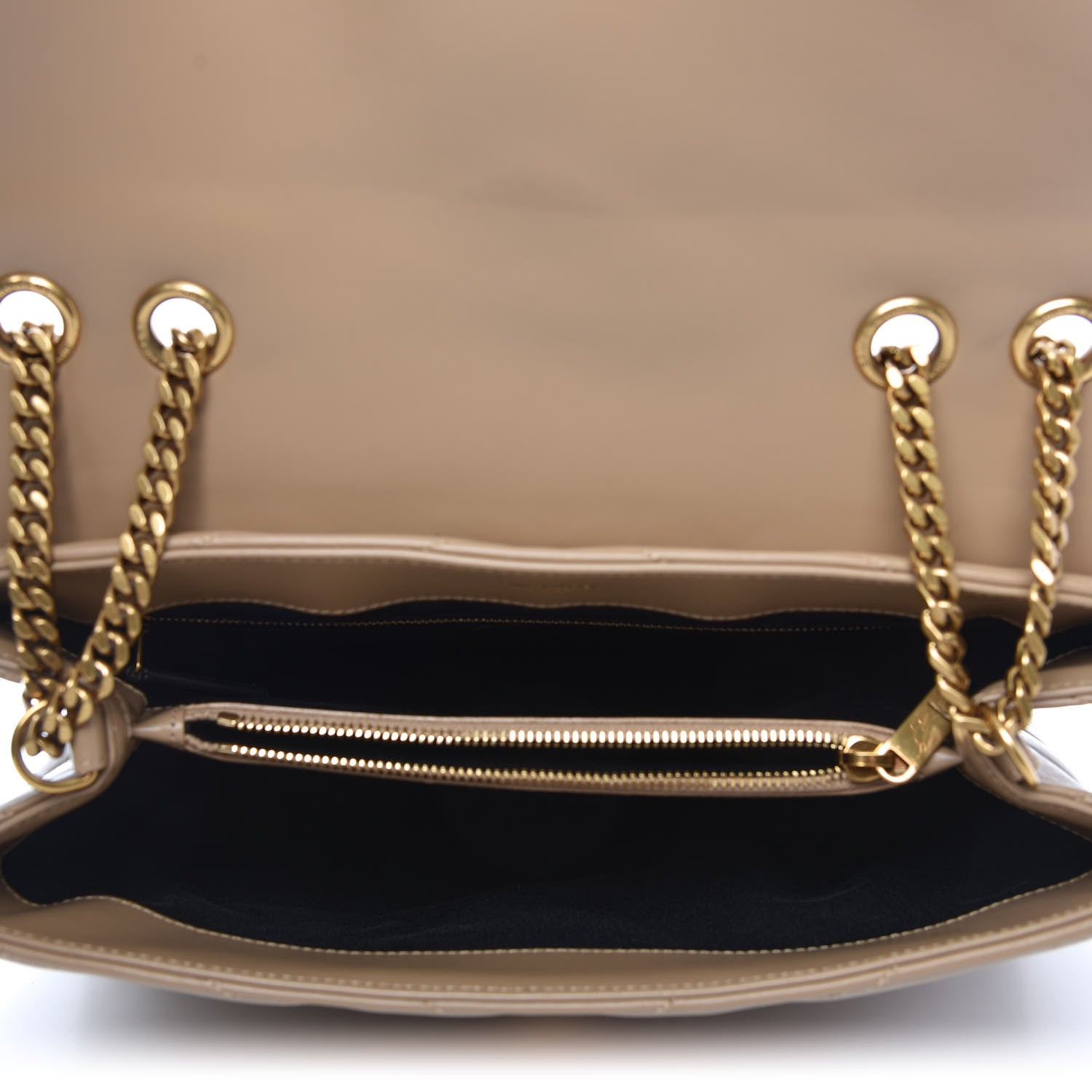 Saint Laurent Calfskin Y Quilted Monogram Medium Loulou Chain Satchel Dark Latte 5 of 11