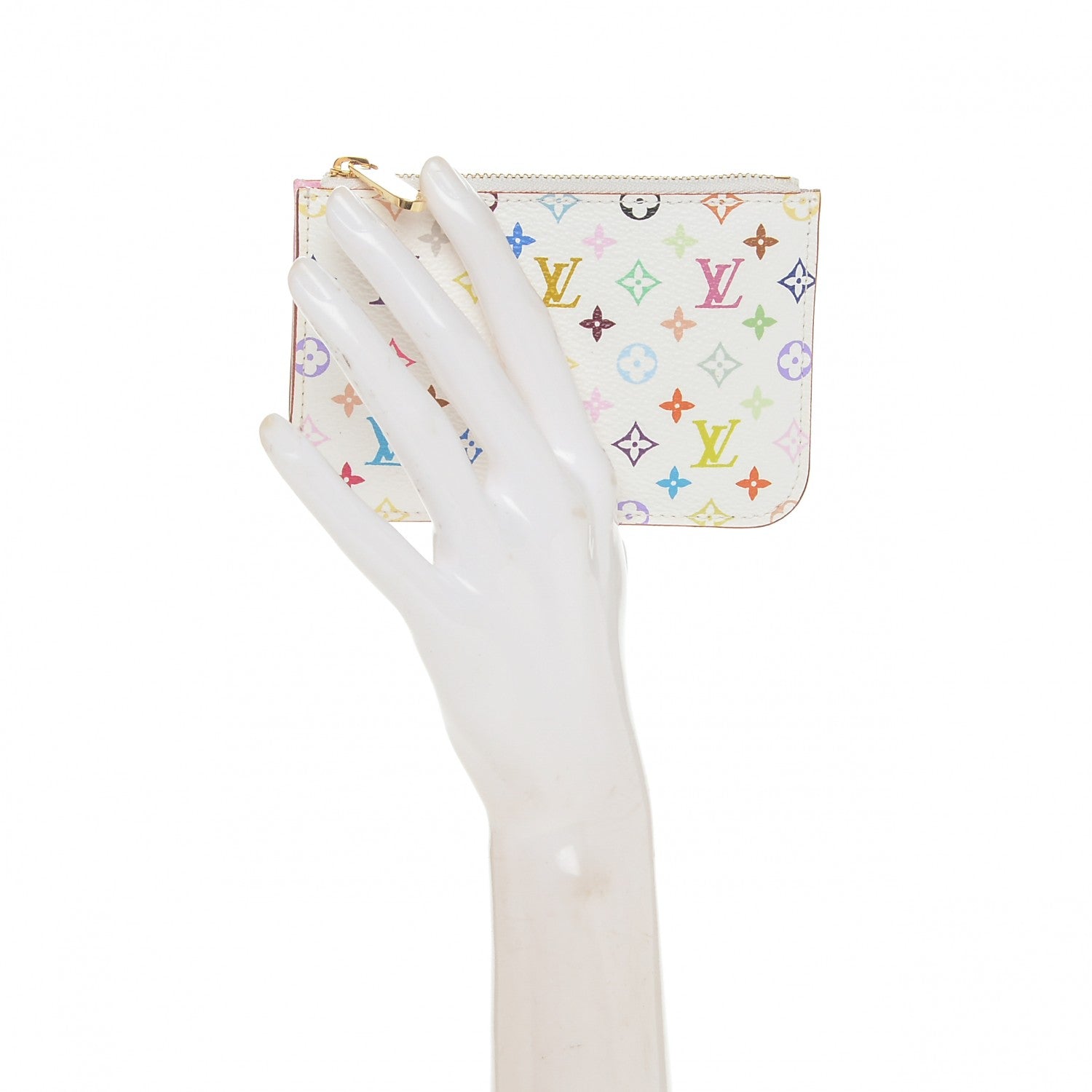 Louis Vuitton Monogram Multicolor Key Pouch White Litchi 2 of 6