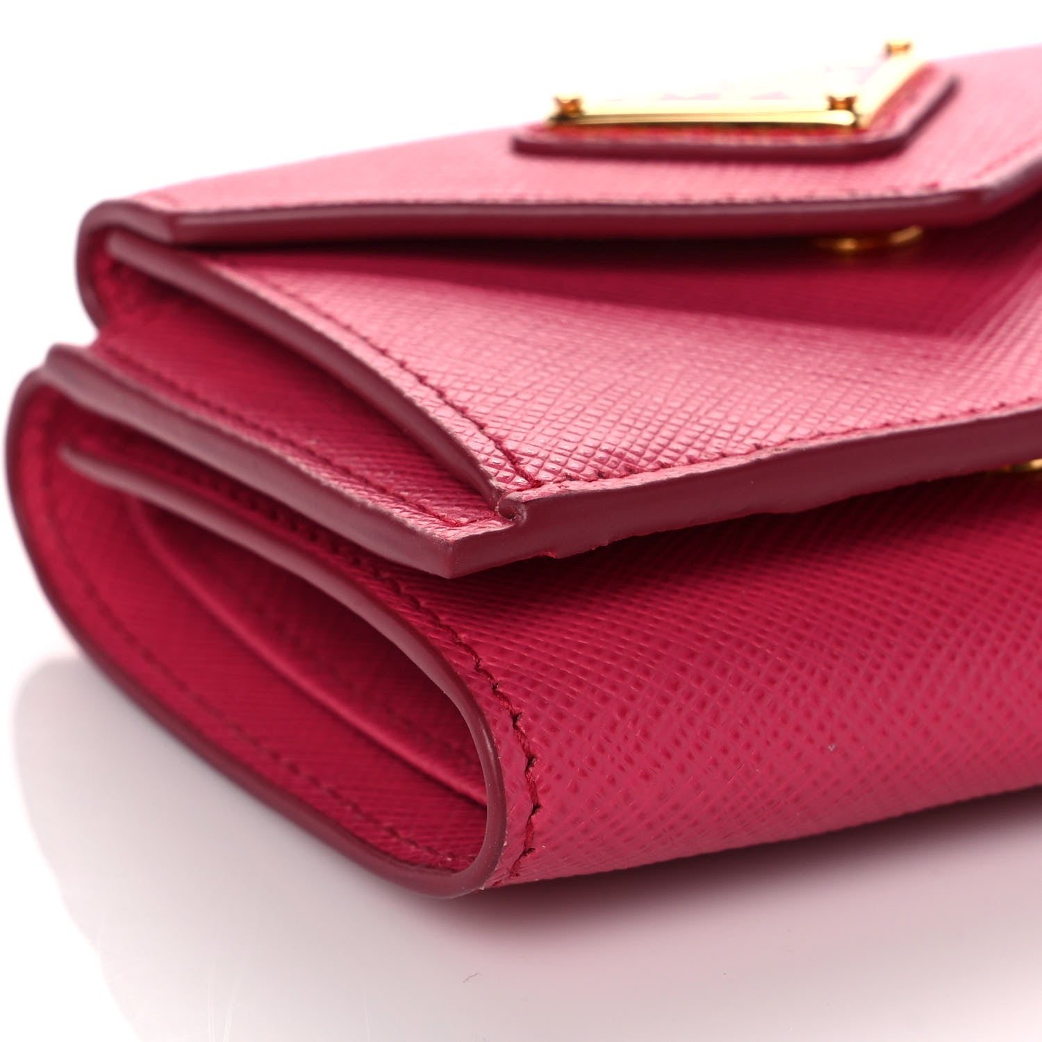 Prada Saffiano Small Tri-Fold Wallet Magenta 5 of 11
