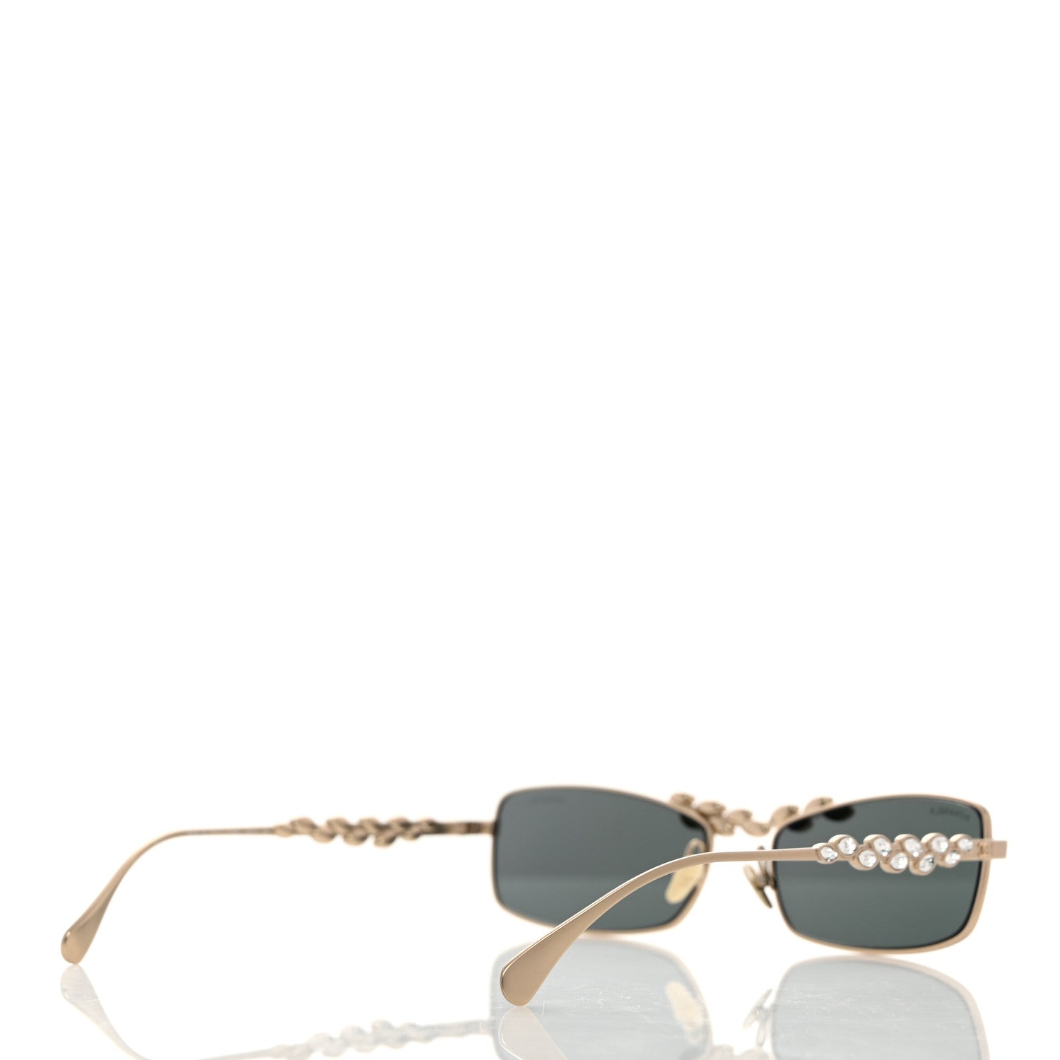 Chanel Metal Crystal Sparkling Wheat Rectangle Sunglasses 71584 Gold 4 of 8