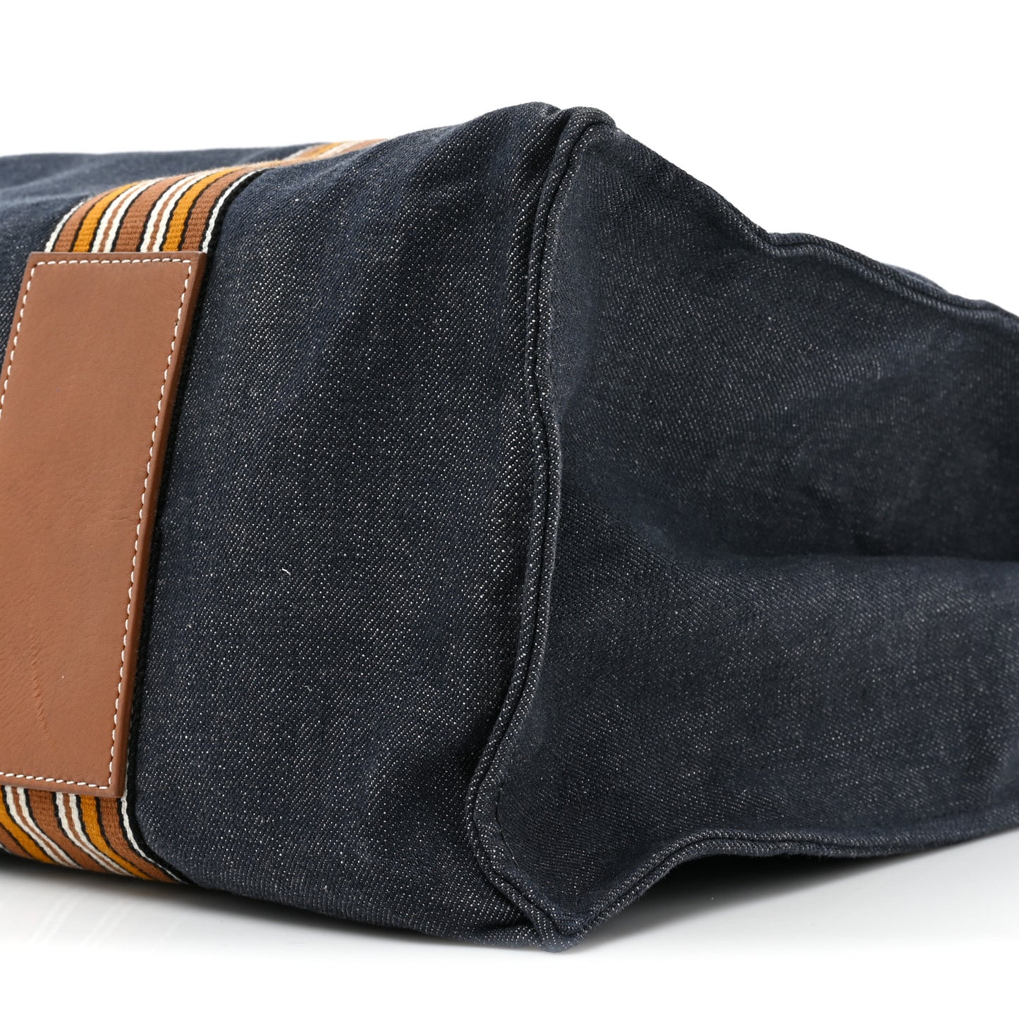 Denim Cotton Canvas The Suitcase Stripe Tote Blue
