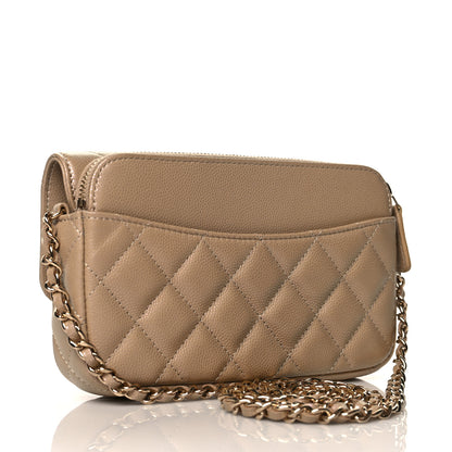 Chanel Iridescent Caviar Quilted Flap Phone Holder With Chain Beige 3 of 12