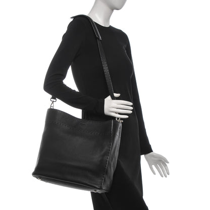 Fendi Cuoio Romano Selleria Large Anna Bucket Bag Black 2 of 6
