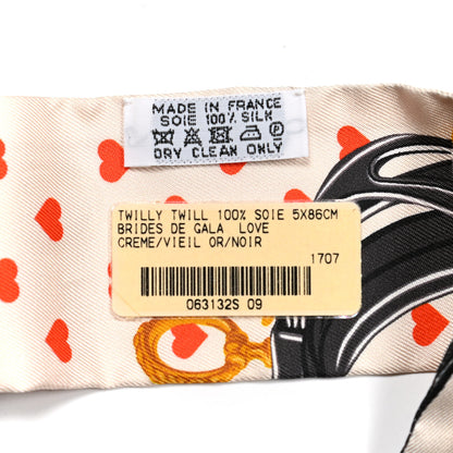 Hermes Silk Brides de Gala Love Twilly Creme Vieil Or Black 4 of 5