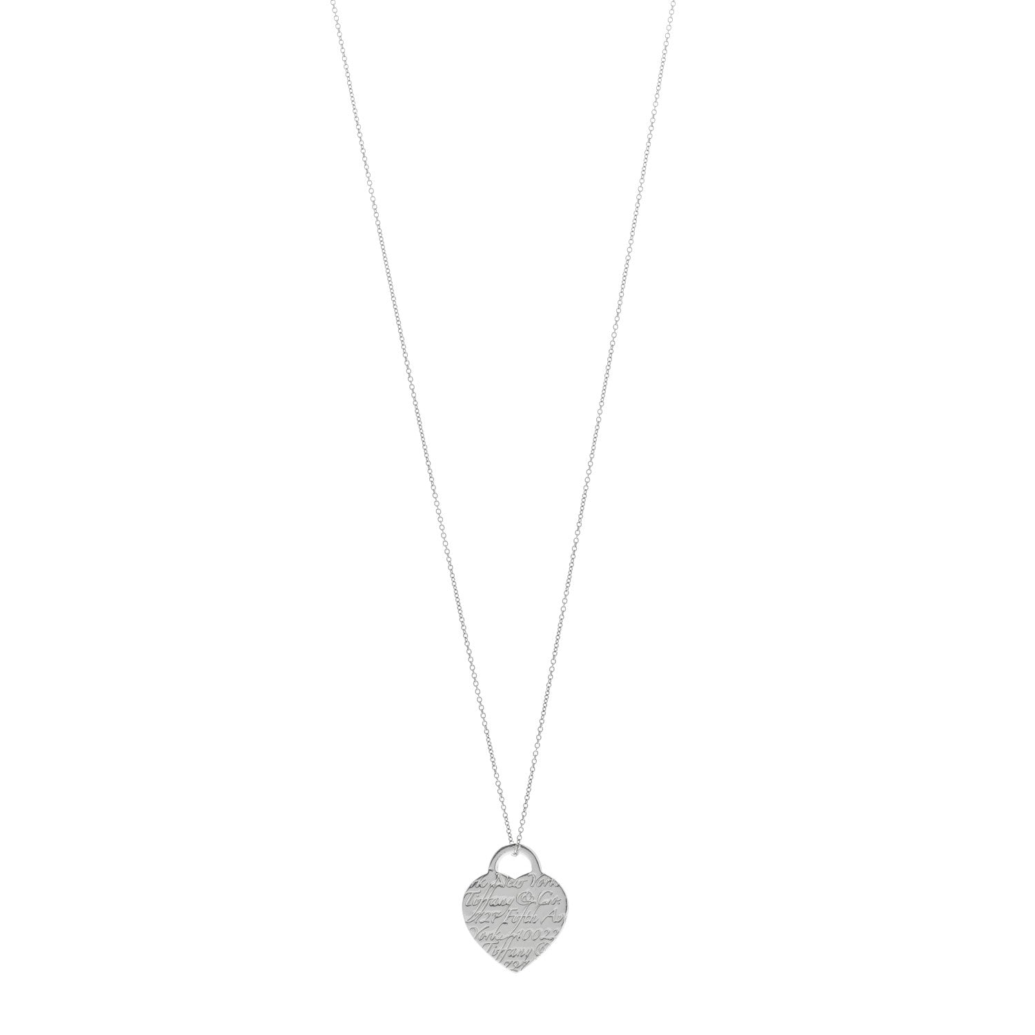 Tiffany Sterling Silver Notes Heart Tag Charm Necklace 1 of 4