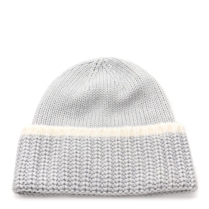 Chanel Cashmere Silk CC Beanie Hat Grey Ecru 3 of 5
