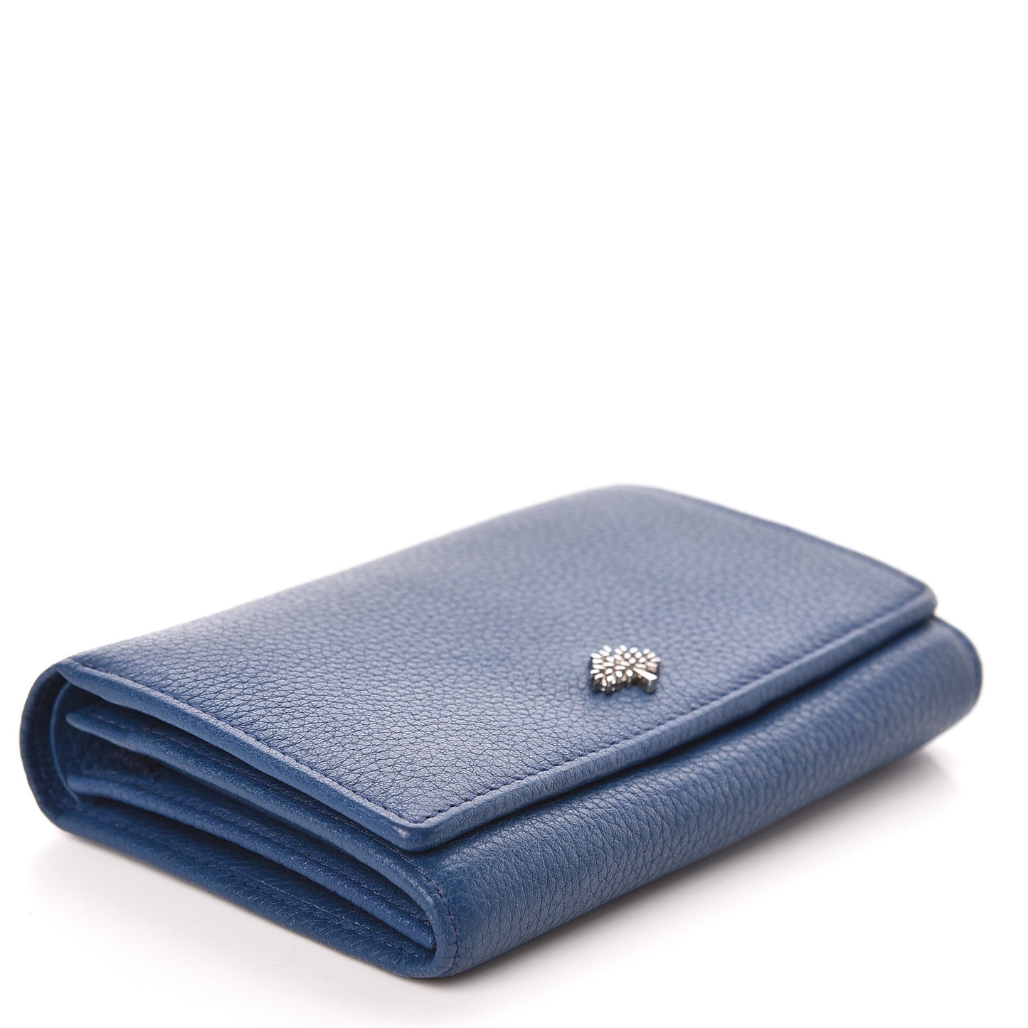 Glossy Goatskin Tree French Purse Wallet Blue