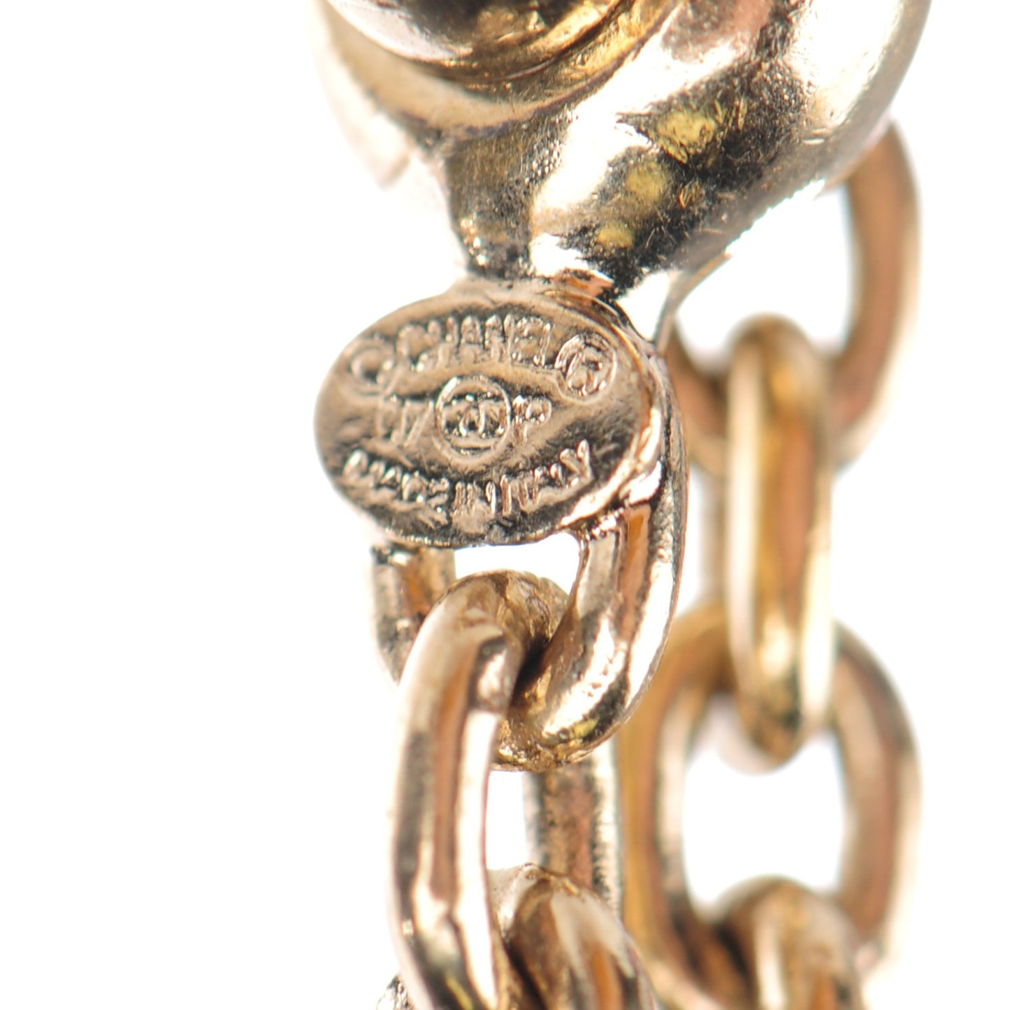 Enamel CC Quilted Flap Keychain Black