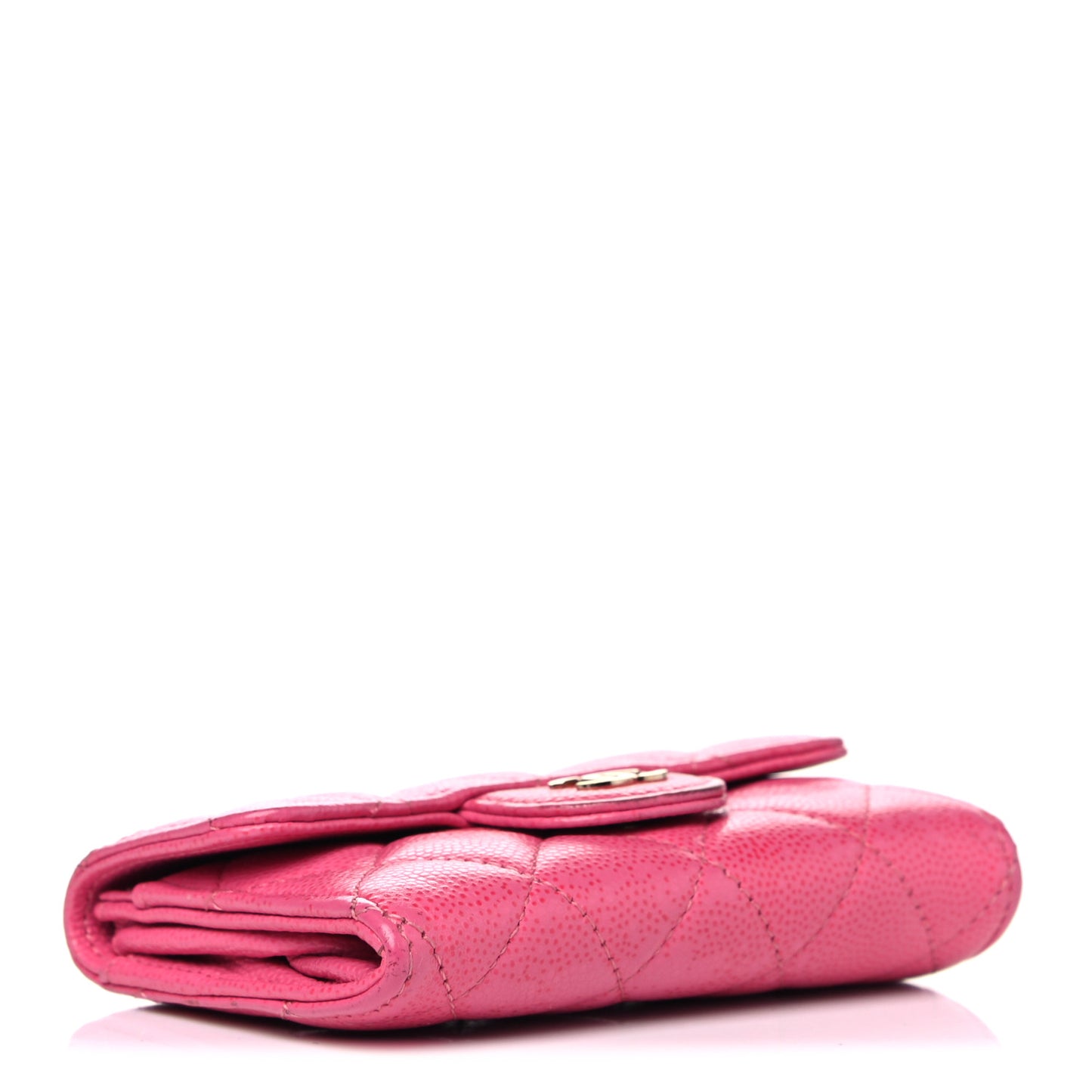 Caviar Quilted Card Flap Holder Pink