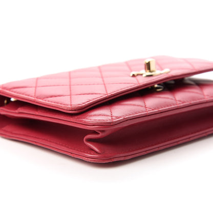 Chanel Lambskin Quilted Trendy CC Wallet On Chain WOC Dark Pink 6 of 12