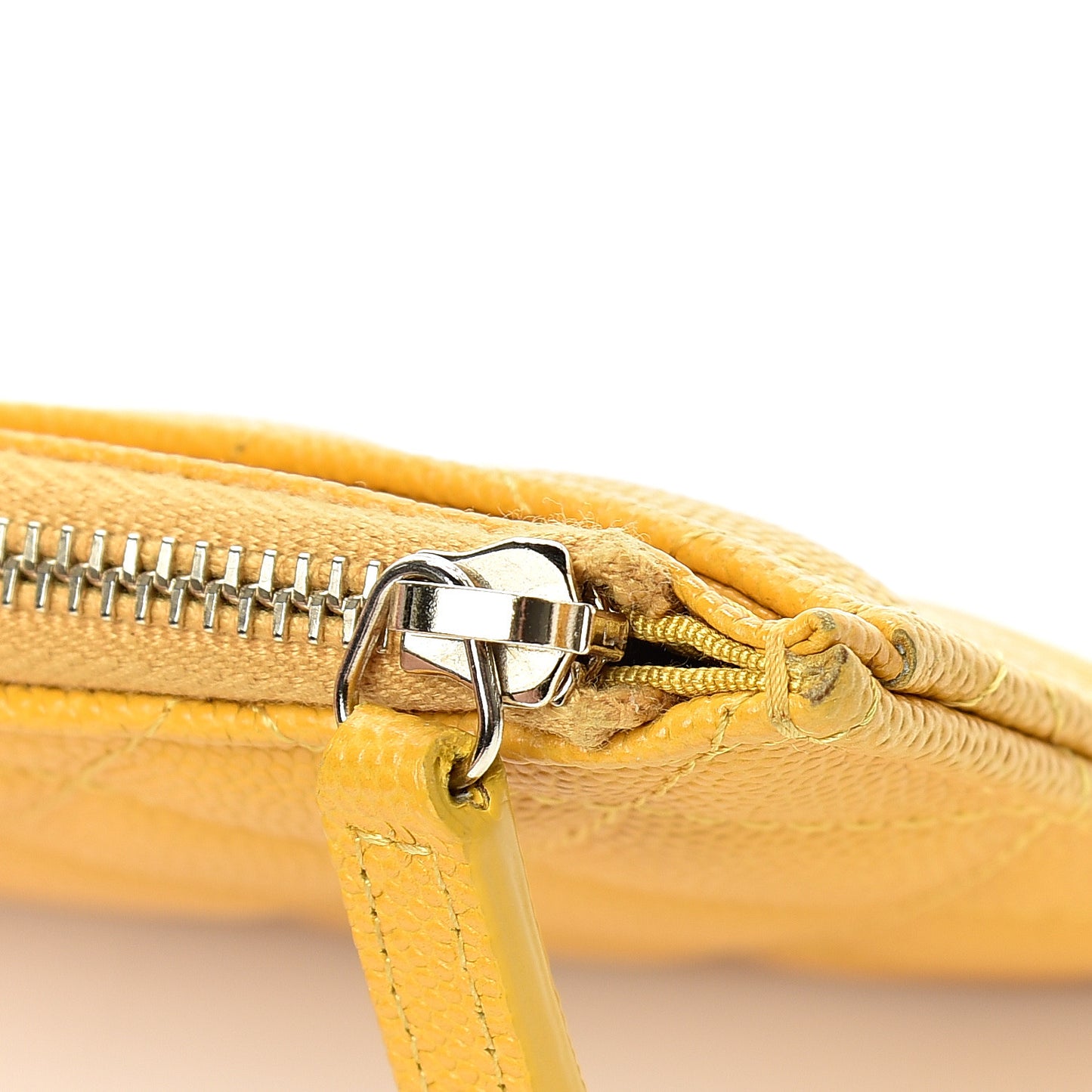 Caviar Quilted Classic Zip Pouch Yellow
