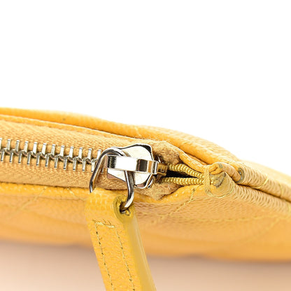 Chanel Caviar Quilted Classic Zip Pouch Yellow 8 of 10