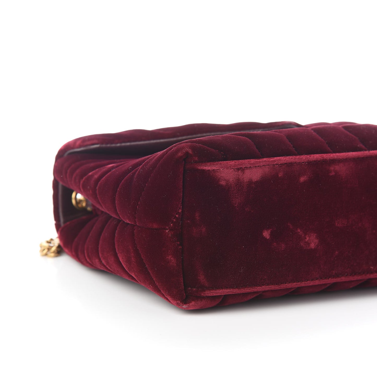 Velvet Y Quilted Monogram Small Loulou Chain Satchel Burgundy