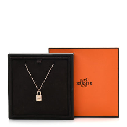 Hermes 18K Rose Gold Diamond Amulettes Cadenas Pendant Necklace 5 of 5