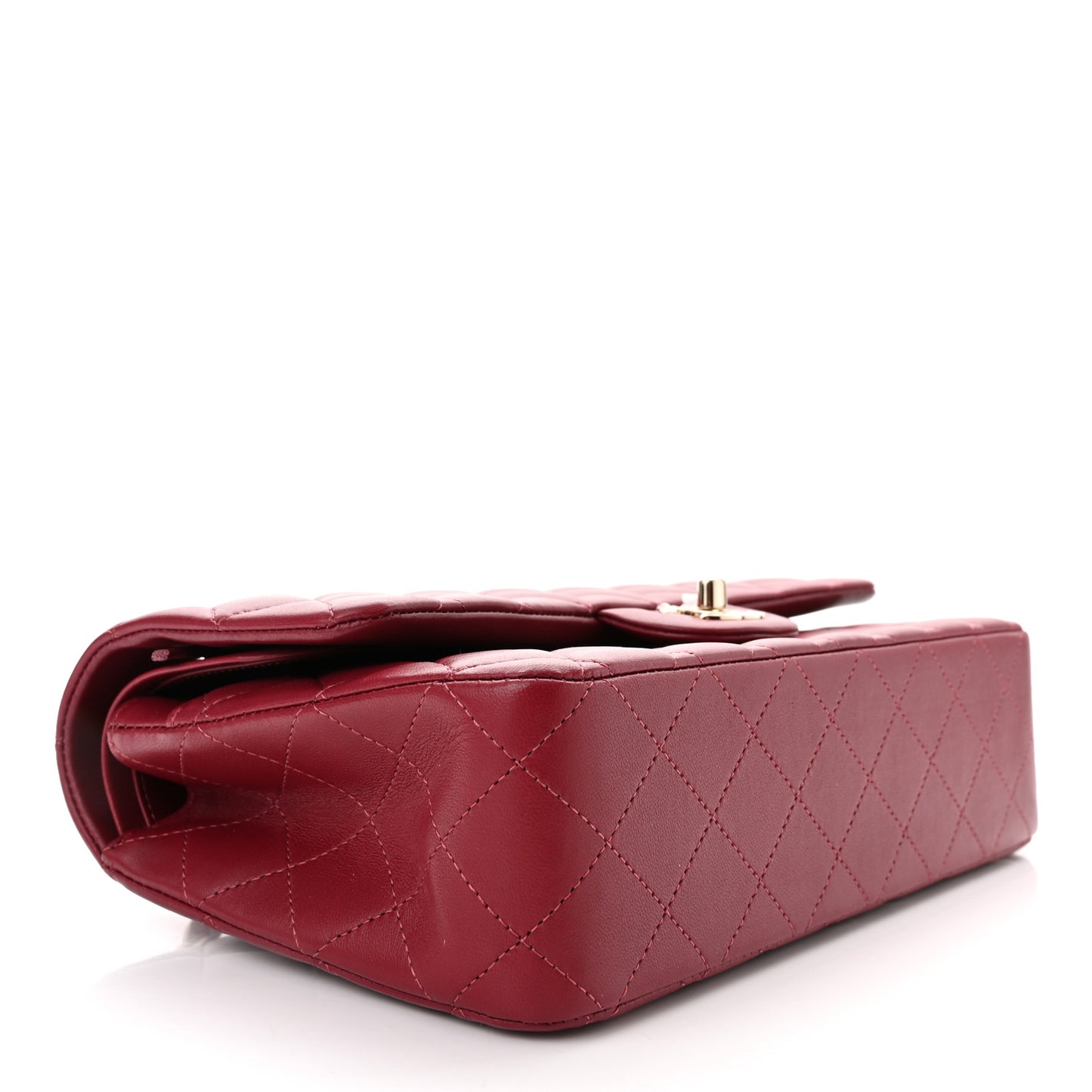 Lambskin Quilted Medium Double Flap Burgundy