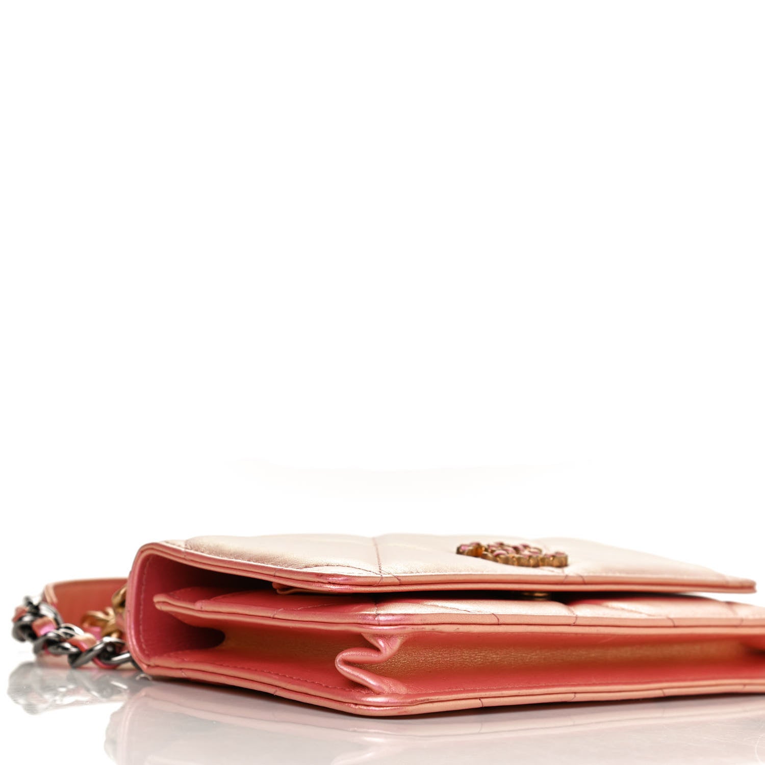 Chanel Iridescent Calfskin Quilted Chanel 19 Wallet On Chain WOC Pink 9 of 11