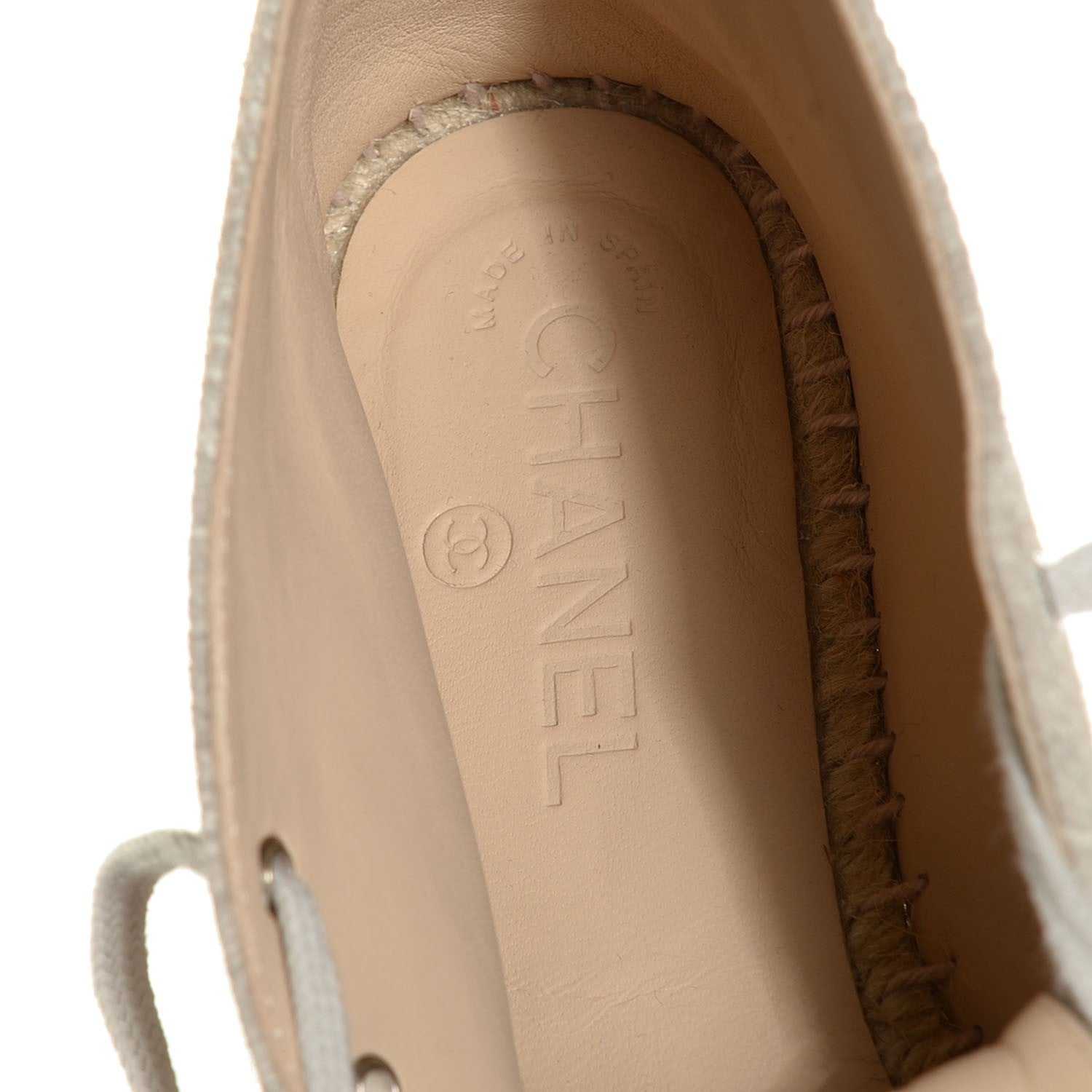 Chanel Striated Suede Espadrilles Sneakers 37 Light Grey 8 of 8