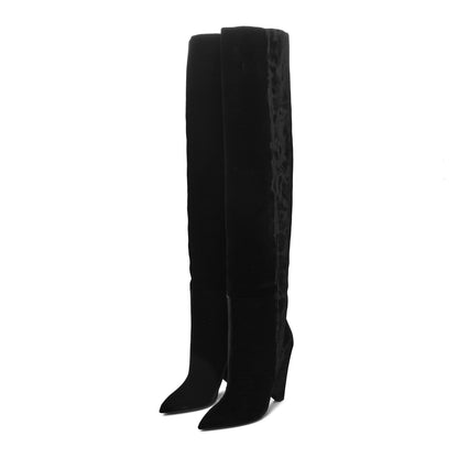 Saint Laurent Velvet Niki 105 Thigh High Boots 38.5 Black 3 of 6