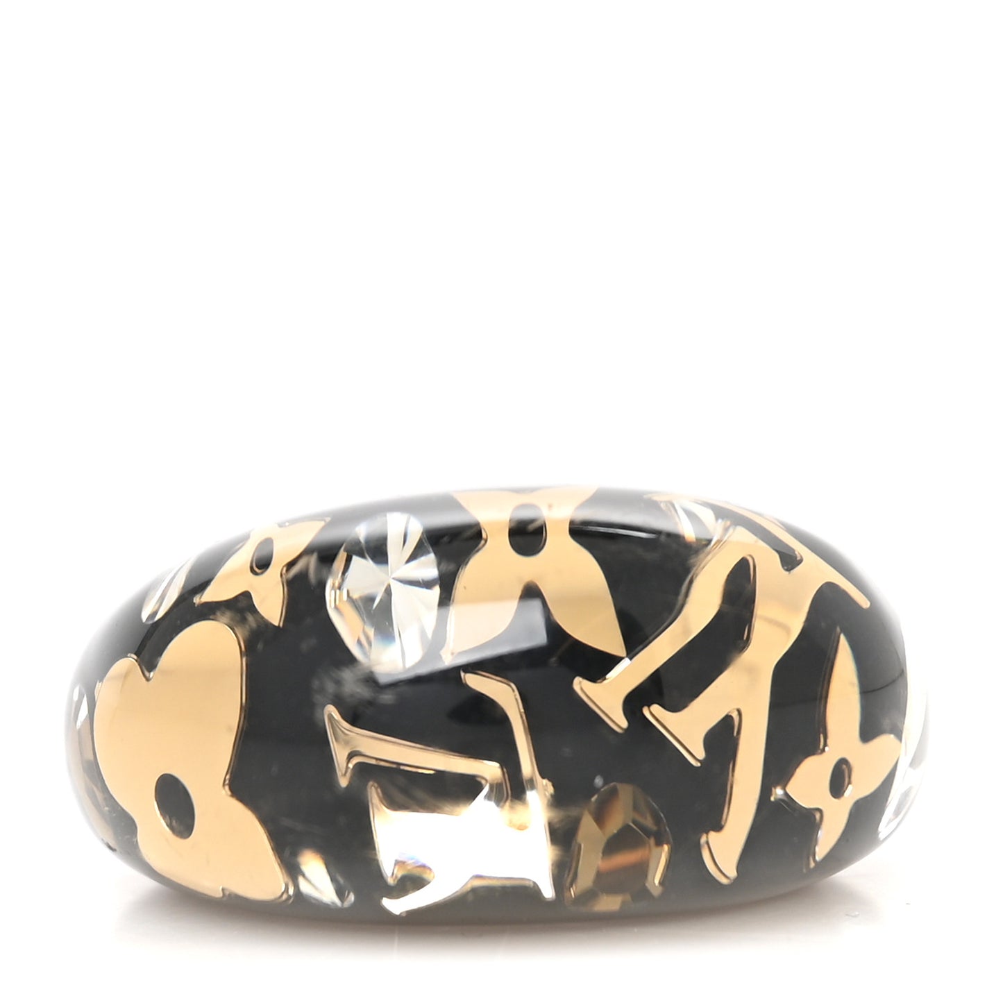 Resin Swarovski Crystal Inclusion Ring M Black