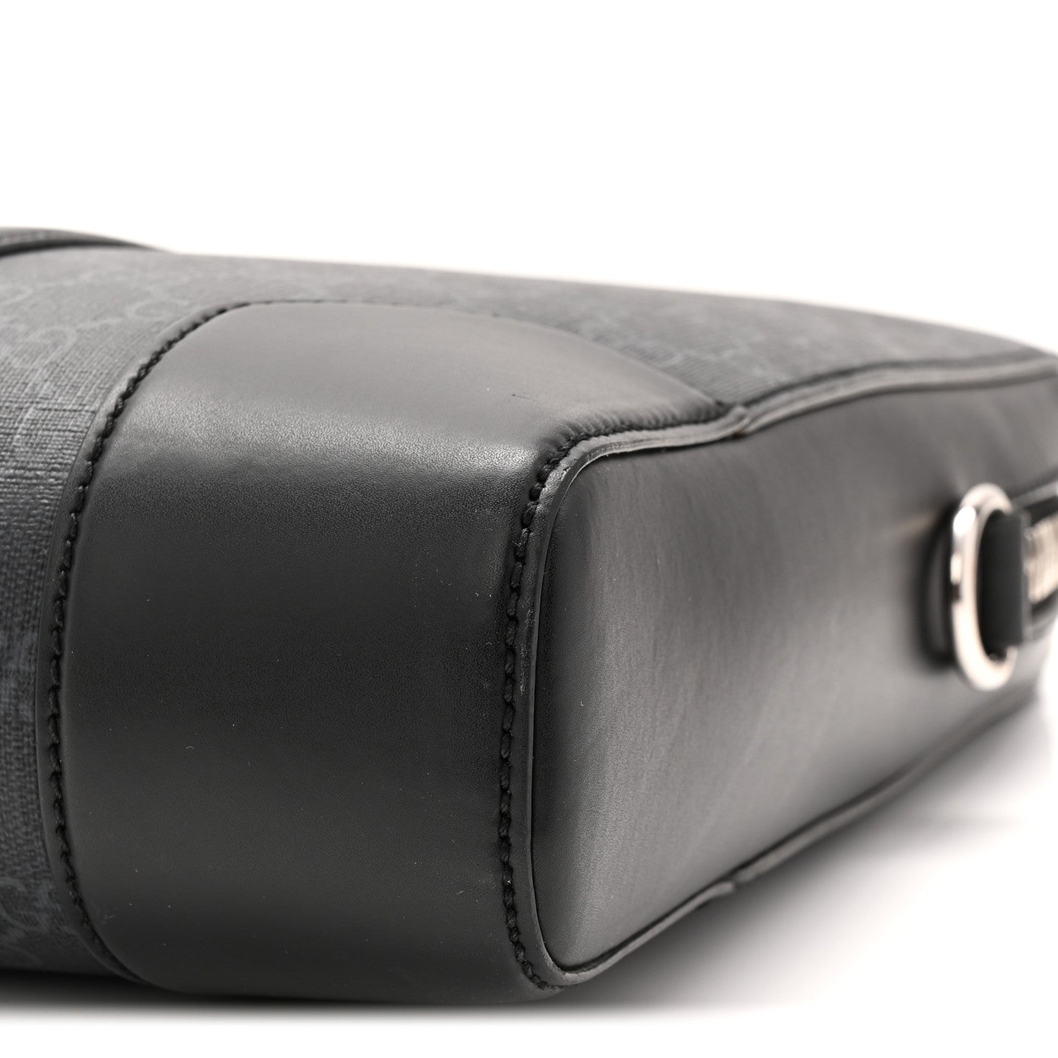 Gucci GG Supreme Monogram Appia Calfskin Web Briefcase Black